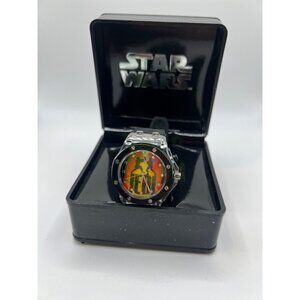 Star‎ Wars Red Jedi Adult Wrist Watch W Rubber Band + Box 2013 Needs New Battery